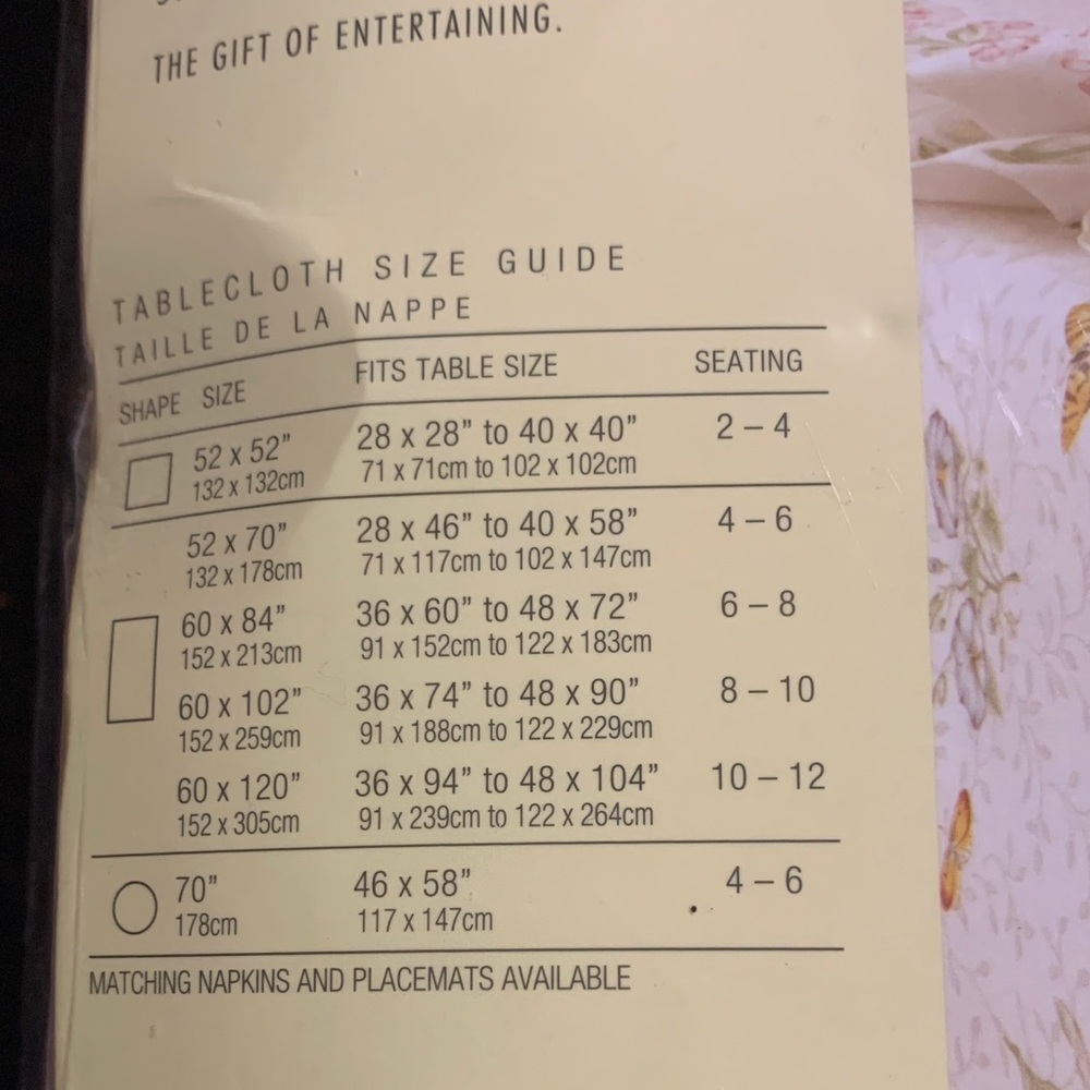 Lenox  Butterfly Meadow Tablecloth with Floral Accents - Picture 4 of 4